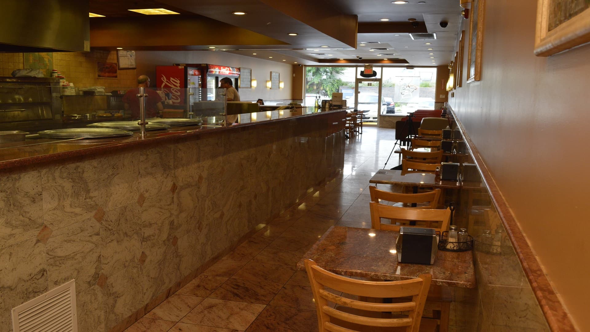 Rose's Pizza order counter and dining room