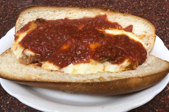 Hot hero sub with melted cheese